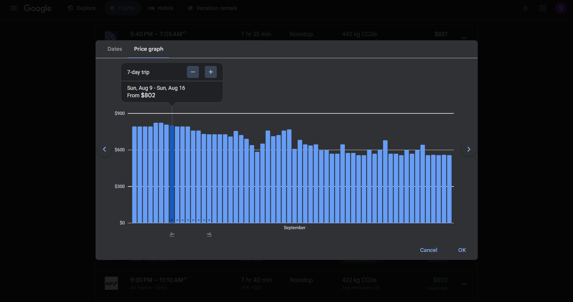 price graph in google flights